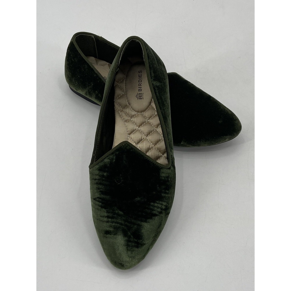 Birdies‎ Velvet Slip On Smoking Slipper Flats Women's Size 6.5 Green